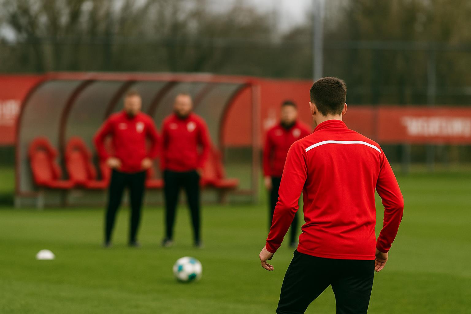 Sfeerbeeld rond de technische staf van Royal Antwerp FC aan de Bosuil