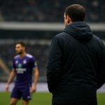 Besnik Hasi langs de zijlijn tijdens een wedstrijd van RSC Anderlecht