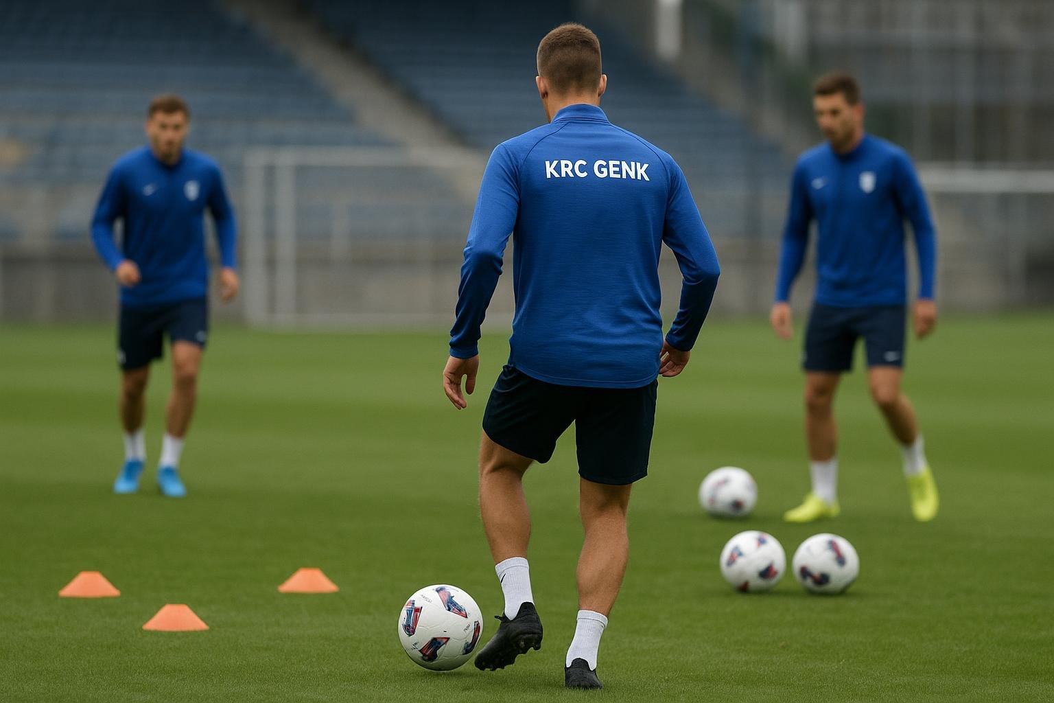 Spelers van KRC Genk tijdens een training in aanloop naar de match tegen FC Dender