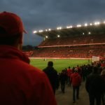 Sfeerbeeld in het stadion van Standard Luik op Sclessin voorafgaand aan een competitiewedstrijd