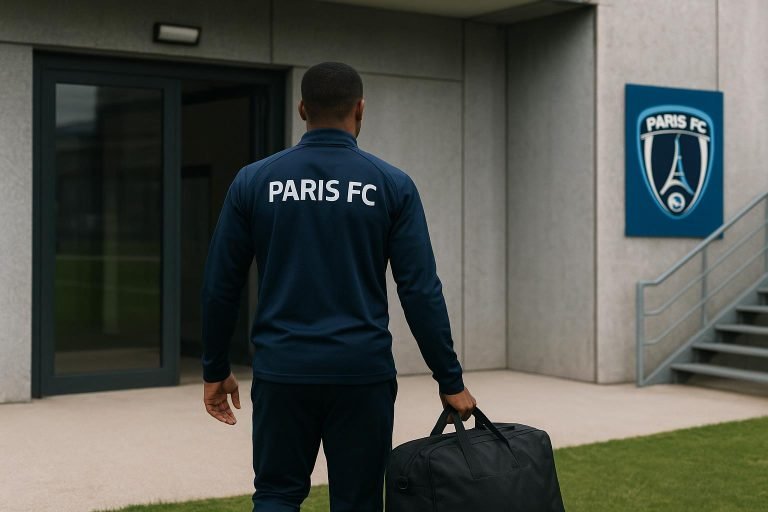 Ciro Immobile in een transfercontext in Parijs, met focus op de laatste stappen richting voorstelling bij Paris FC.