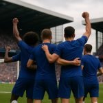 Chelsea viert een doelpunt tijdens de wedstrijd tegen West Ham op Stamford Bridge