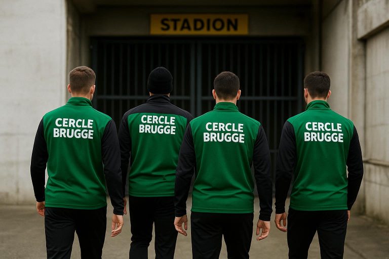 Sfeerbeeld bij Cercle Brugge tijdens een trainingsmoment in winterse omstandigheden
