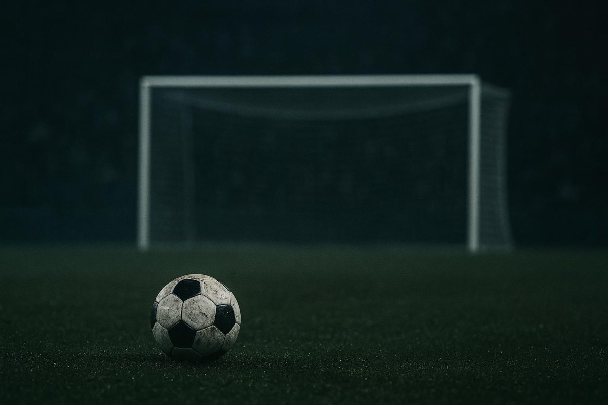 Abstract beeld dat een sombere periode in het voetbal uitdrukt
