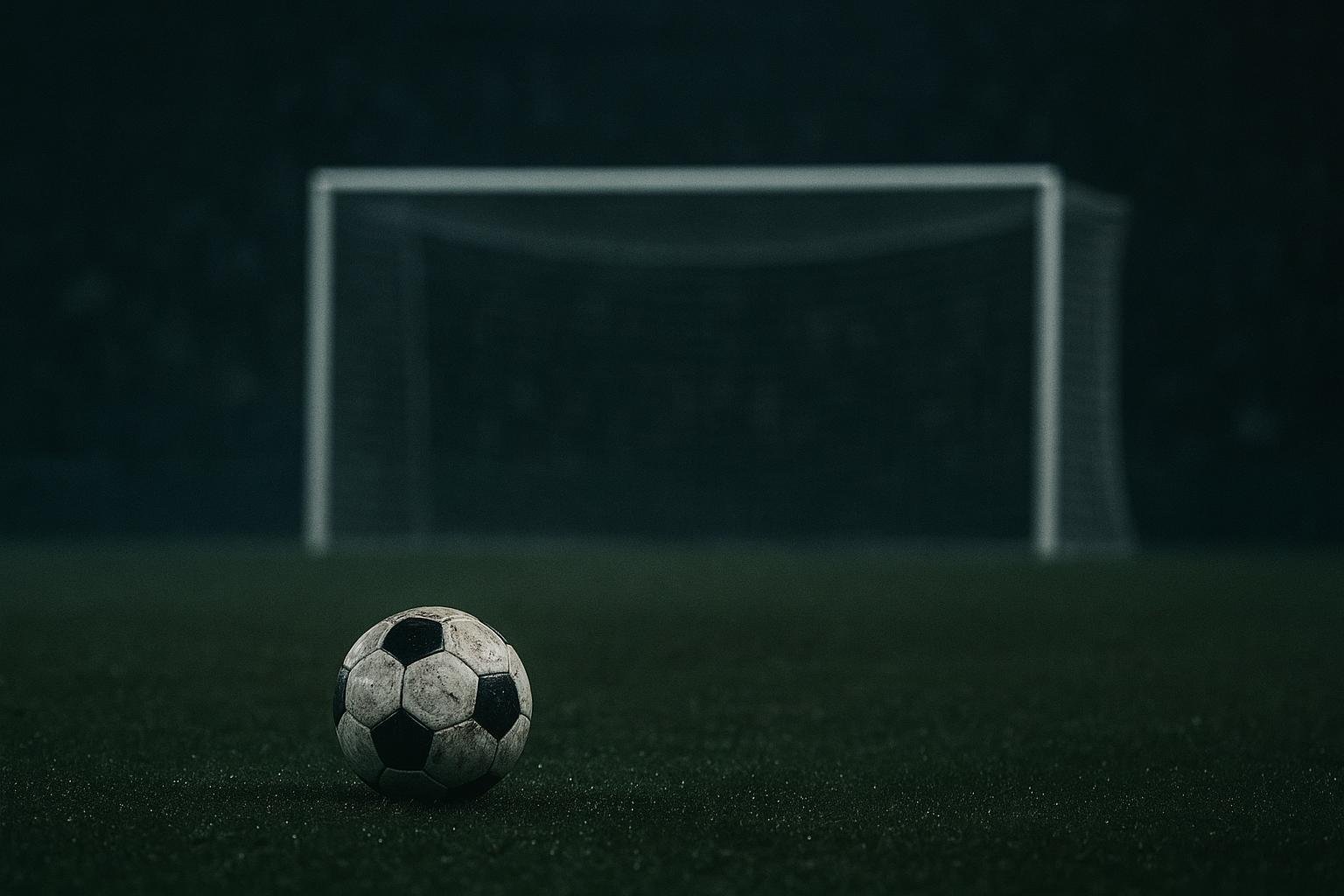 Abstract beeld dat een sombere periode in het voetbal uitdrukt