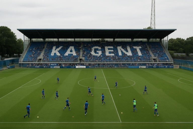 Algemeen beeld van KAA Gent tijdens een training op winterstage