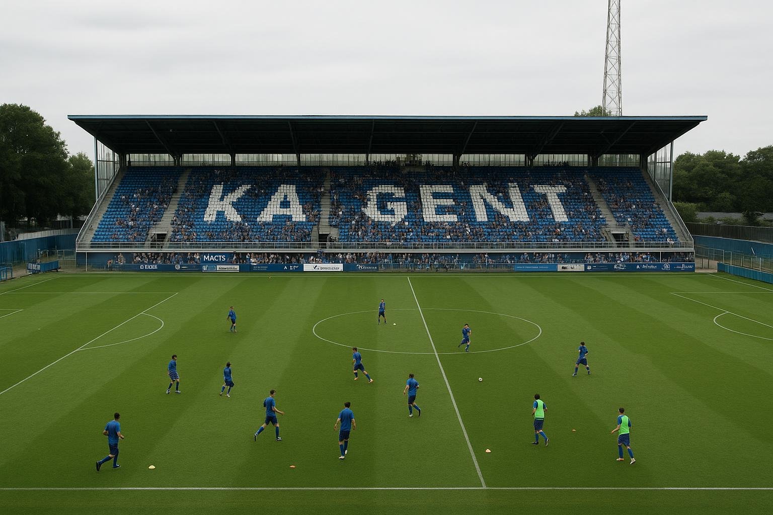 Algemeen beeld van KAA Gent tijdens een training op winterstage