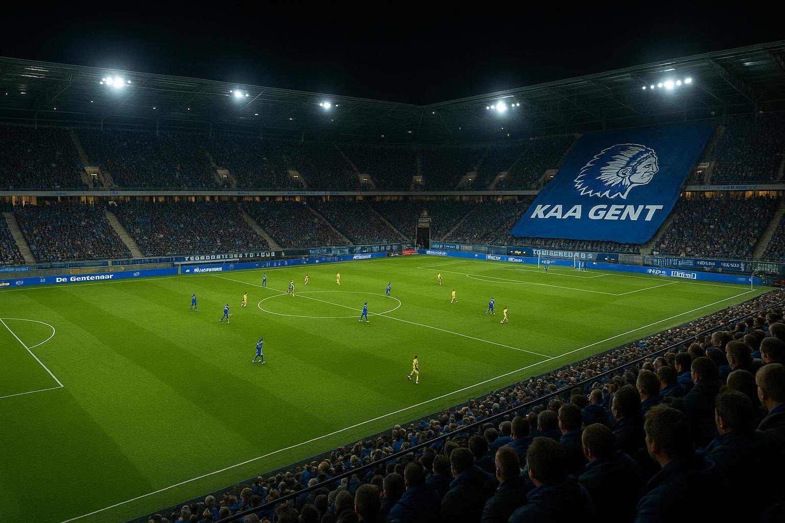 KAA Gent-stadion in avondlicht tijdens transferperiode