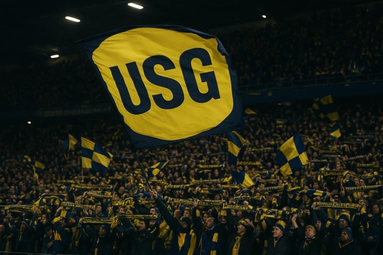 Sfeerbeeld van Union SG-supporters in het stadion