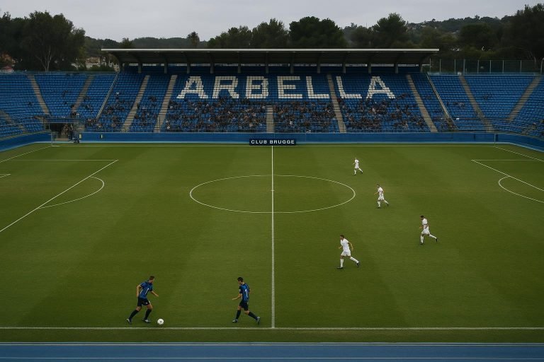 Oefenwedstrijd van Club Brugge in een stadion tijdens de winterstage