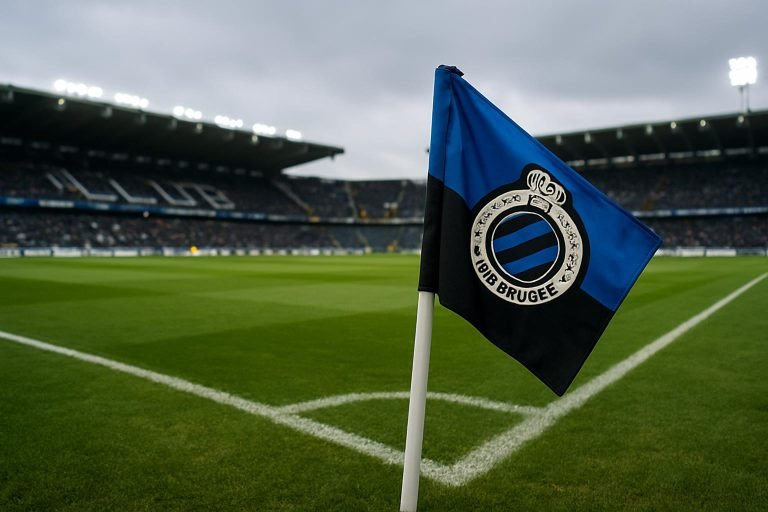 Detail van een hoekvlag in het stadion van Club Brugge