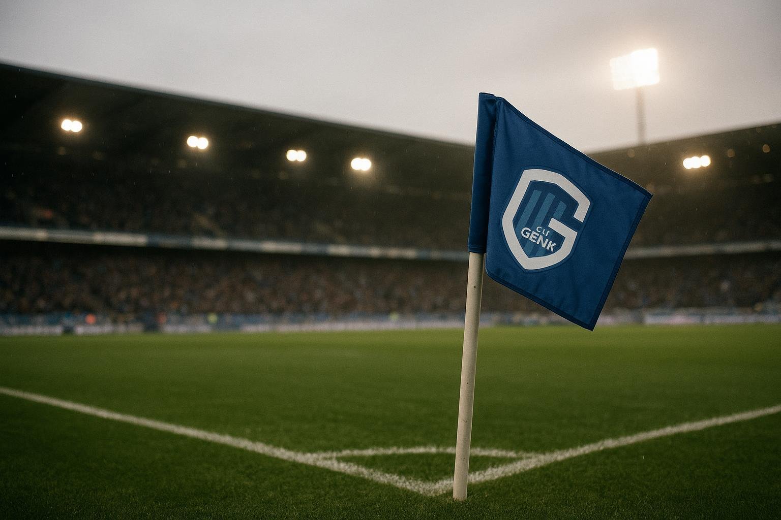 Detail van de cornervlag in het stadion van KRC Genk