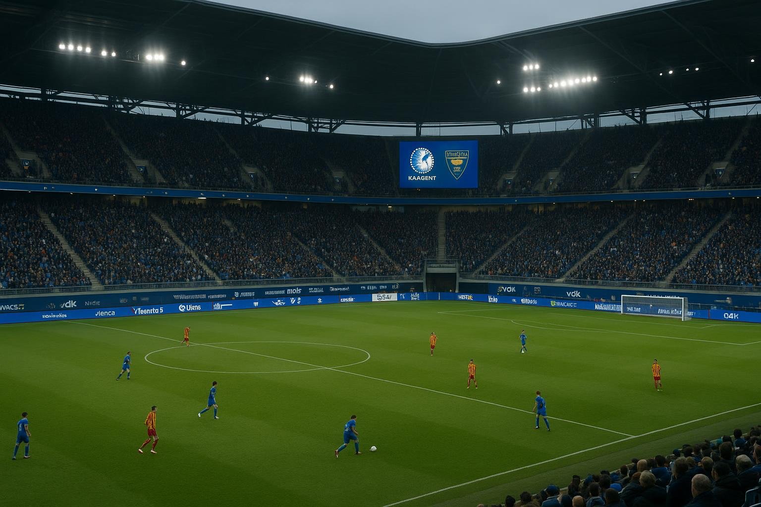 Algemeen wedstrijdbeeld in het stadion van KAA Gent zonder herkenbare spelers