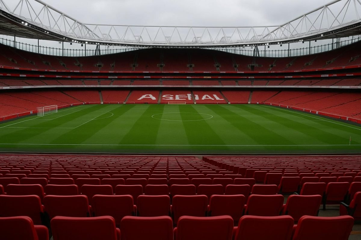 Stadionsfeer bij Arsenal met rood-witte tribunes