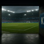 Stadiontunnel van KRC Genk met zicht op het veld