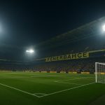Avondbeeld van het stadion van Fenerbahçe onder de schijnwerpers