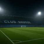 Stadion van Club Brugge in de avond onder felle stadionlichten