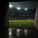 Stadionomgeving van Feyenoord met zicht op de spelerstunnel