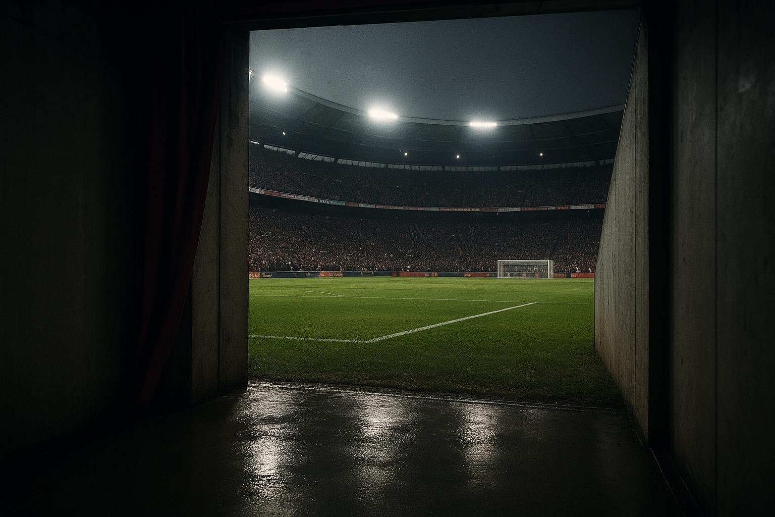 Stadionomgeving van Feyenoord met zicht op de spelerstunnel