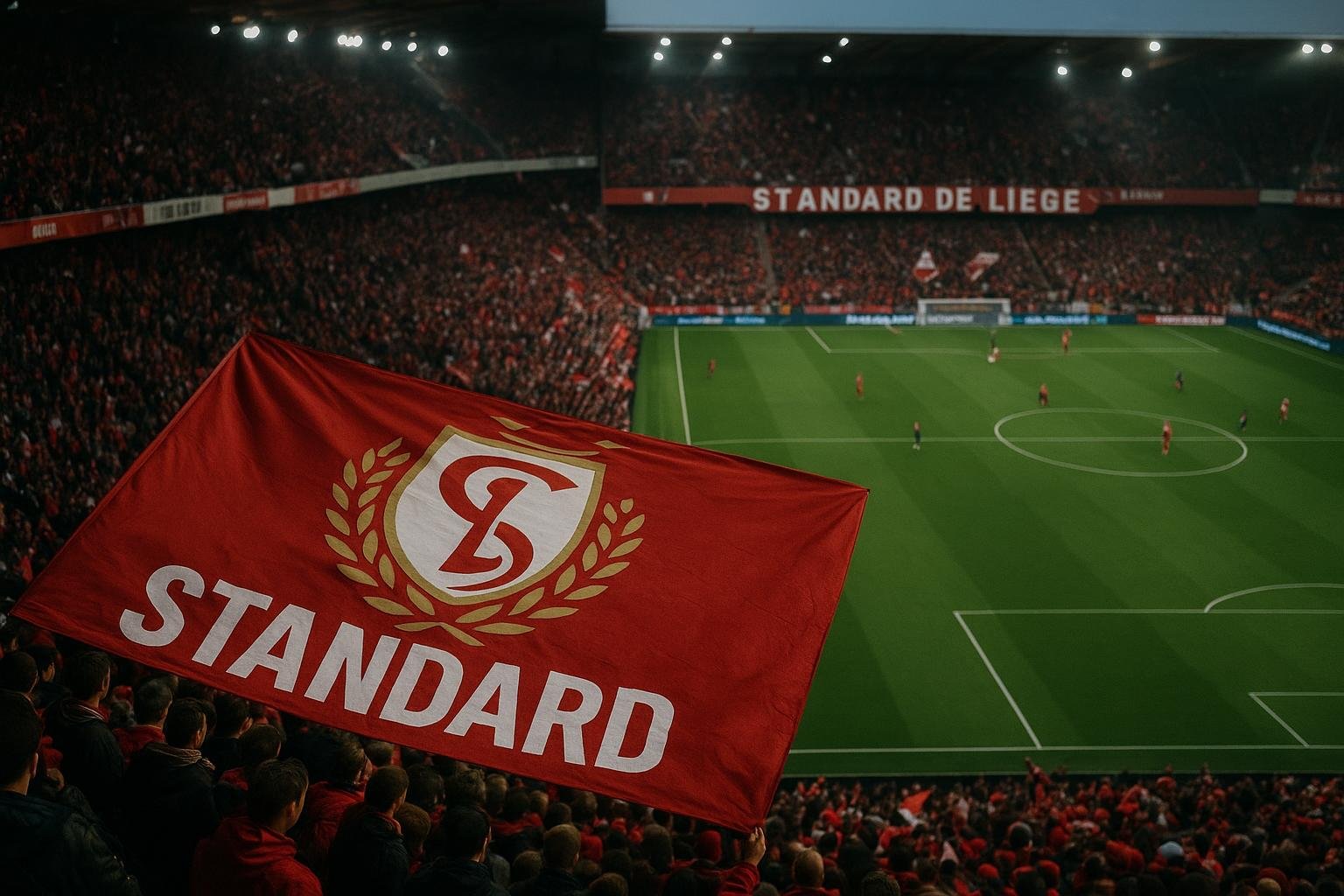 Stadionscene van Standard Luik tijdens een competitiewedstrijd