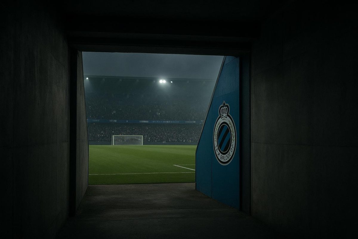 Stadiontunnel van Club Brugge met gespannen sfeer voor een wedstrijd