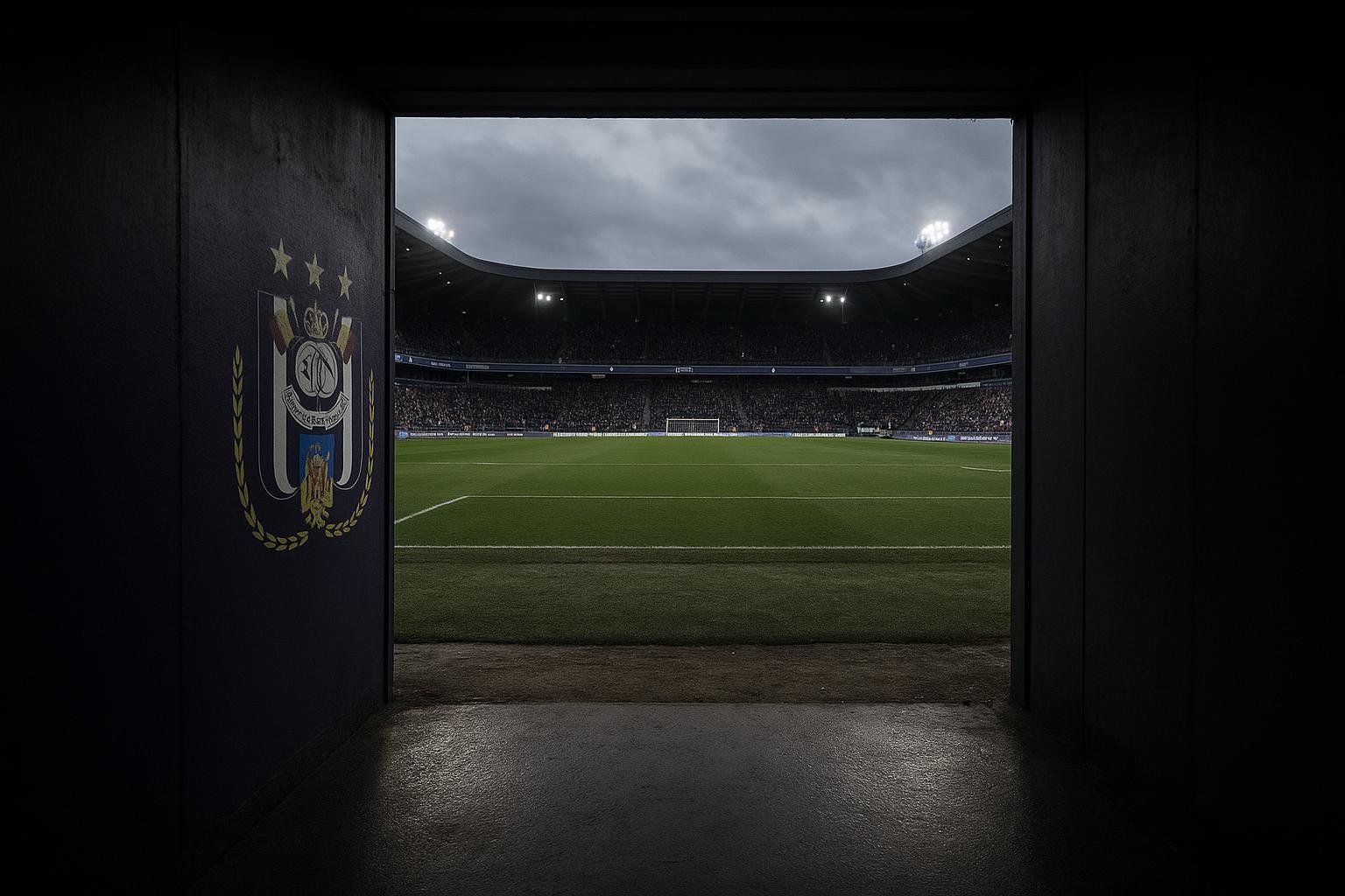 Stadionomgeving van RSC Anderlecht met zicht op de spelerstunnel