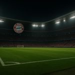 Stadionlichten boven het veld in een nachtstadion, zonder herkenbare personen.