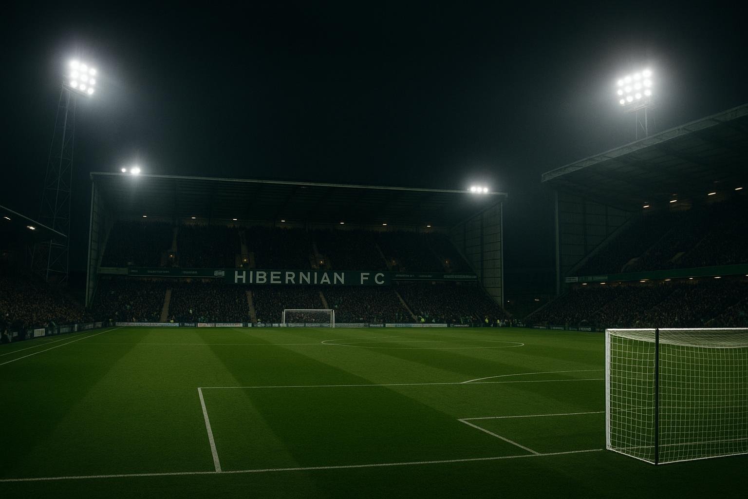 Stadionlichten in een nachtstadion, sfeerbeeld bij transfernieuws.