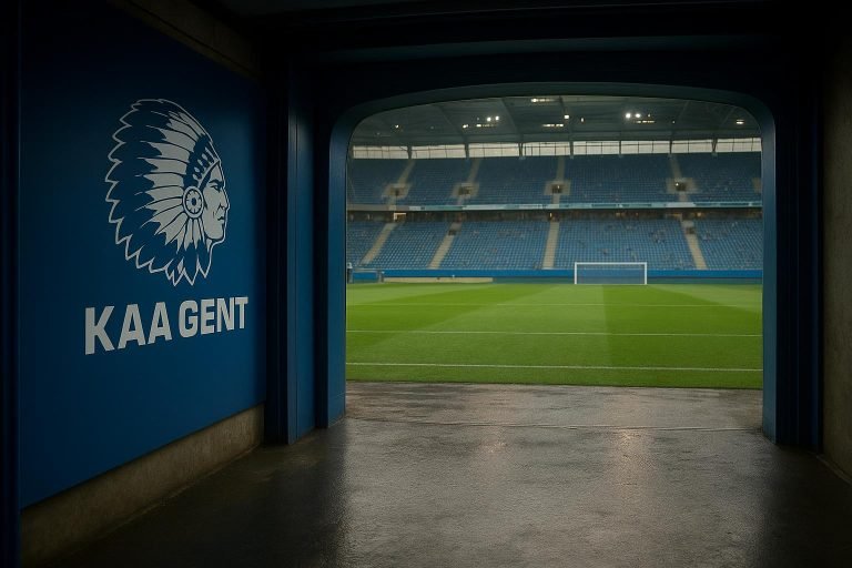 Ingang van de stadiontunnel in een leeg stadion, zonder herkenbare personen.