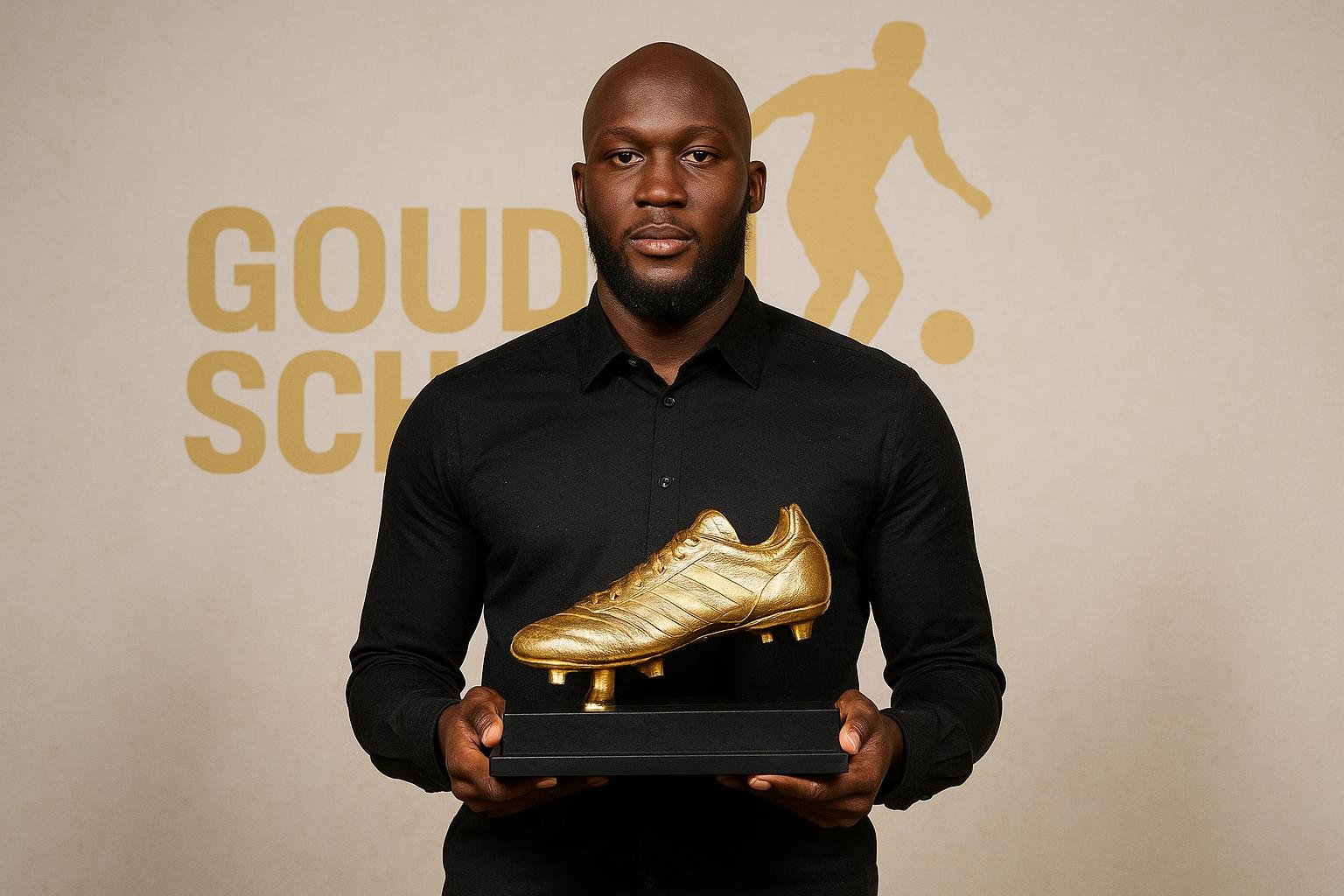 Romelu Lukaku met de trofee voor beste Belg in het buitenland op het Gouden Schoen-gala