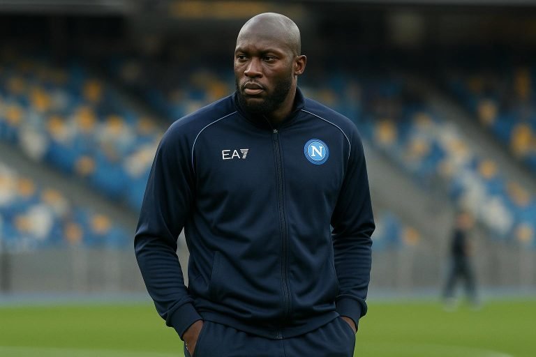 Romelu Lukaku in een trainingscontext bij Napoli, zonder herkenbare gezichten