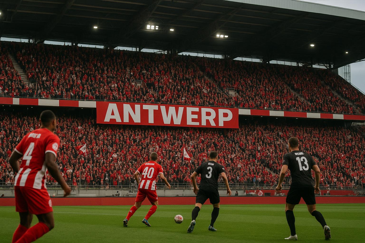Sfeerbeeld in het Bosuilstadion bij Royal Antwerp FC