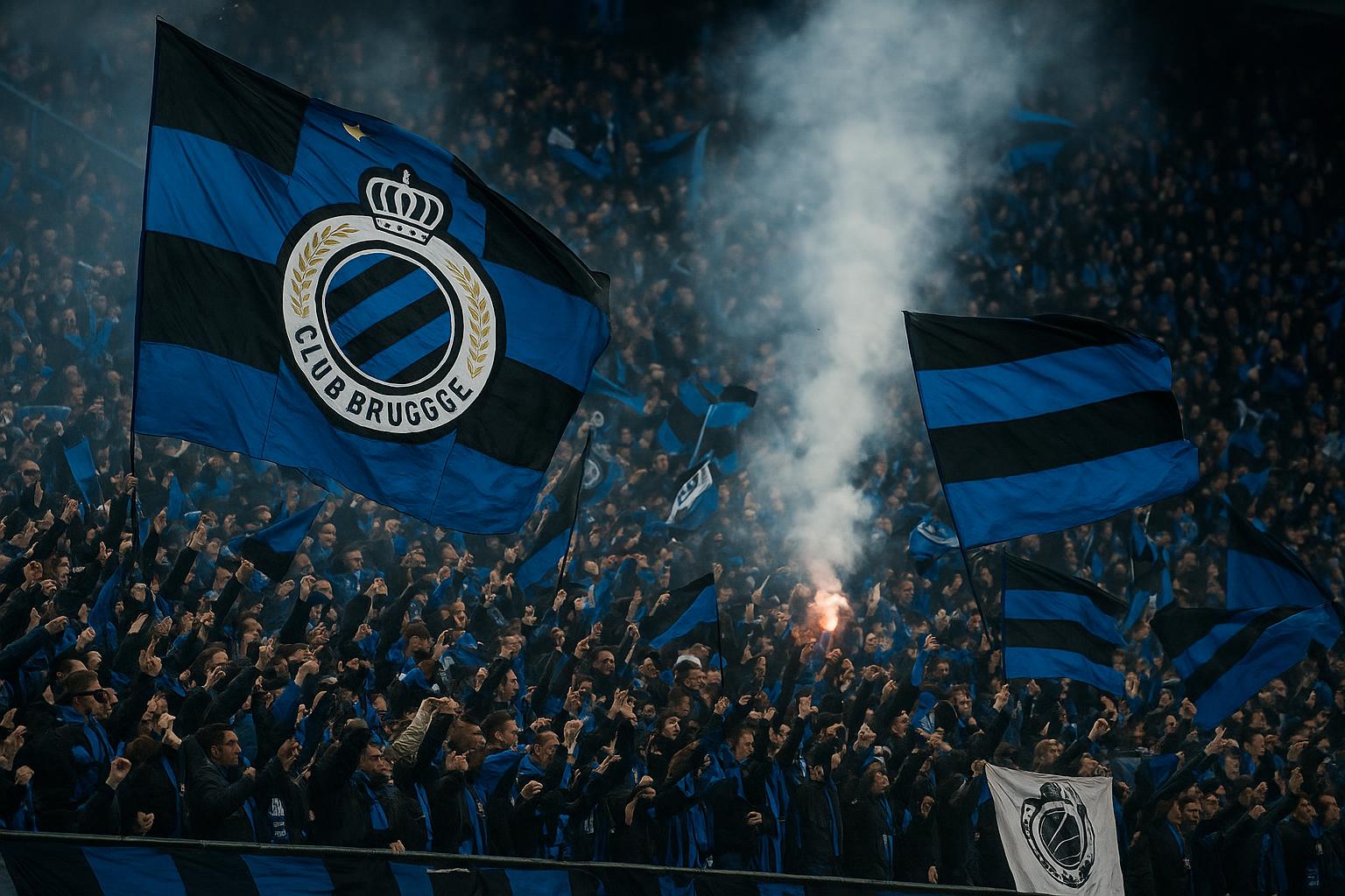 Vierende aanhang van Club Brugge tijdens een wedstrijd