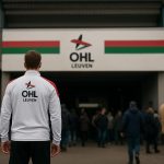 Sfeerbeeld rond het stadion van OH Leuven in transfercontext, zonder herkenbare gezichten.