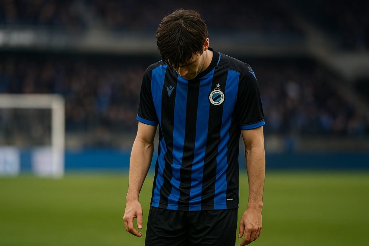 Teleurgestelde speler van Club Brugge na de 2-0-nederlaag bij Sporting Charleroi in de Croky Cup