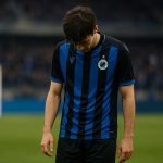 Teleurgestelde speler van Club Brugge na de 2-0-nederlaag bij Sporting Charleroi in de Croky Cup