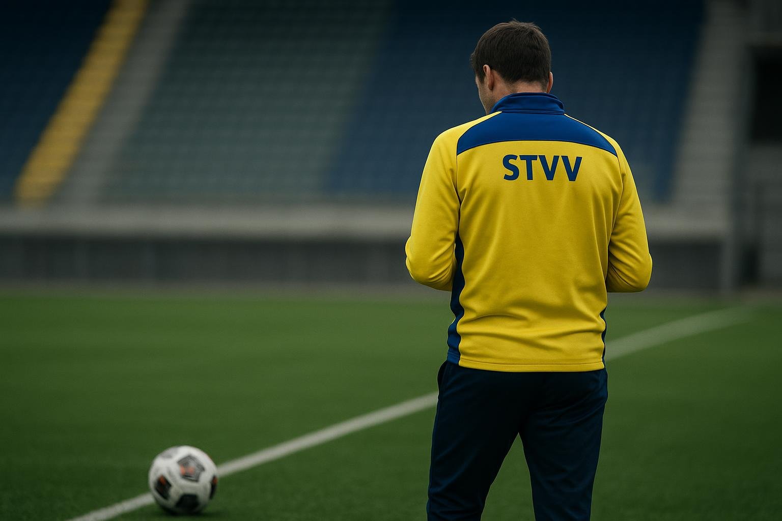 Een neutrale trainingssituatie die verwijst naar de mogelijke overstap van Loïc Mbe Soh van Beerschot naar STVV.