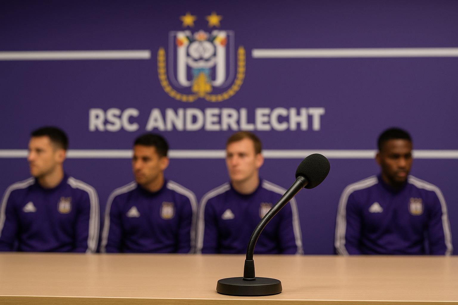 Besnik Hasi tijdens een persmoment bij RSC Anderlecht