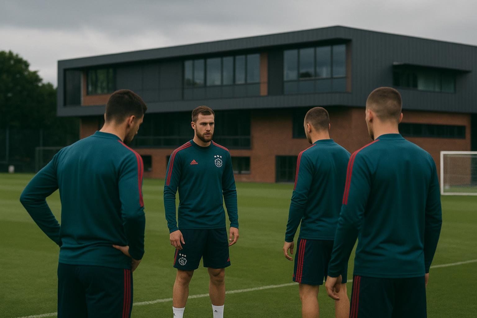 Trainingsbeeld bij Ajax met spelers op de achtergrond, in de context van transfergeruchten rond Mika Godts.