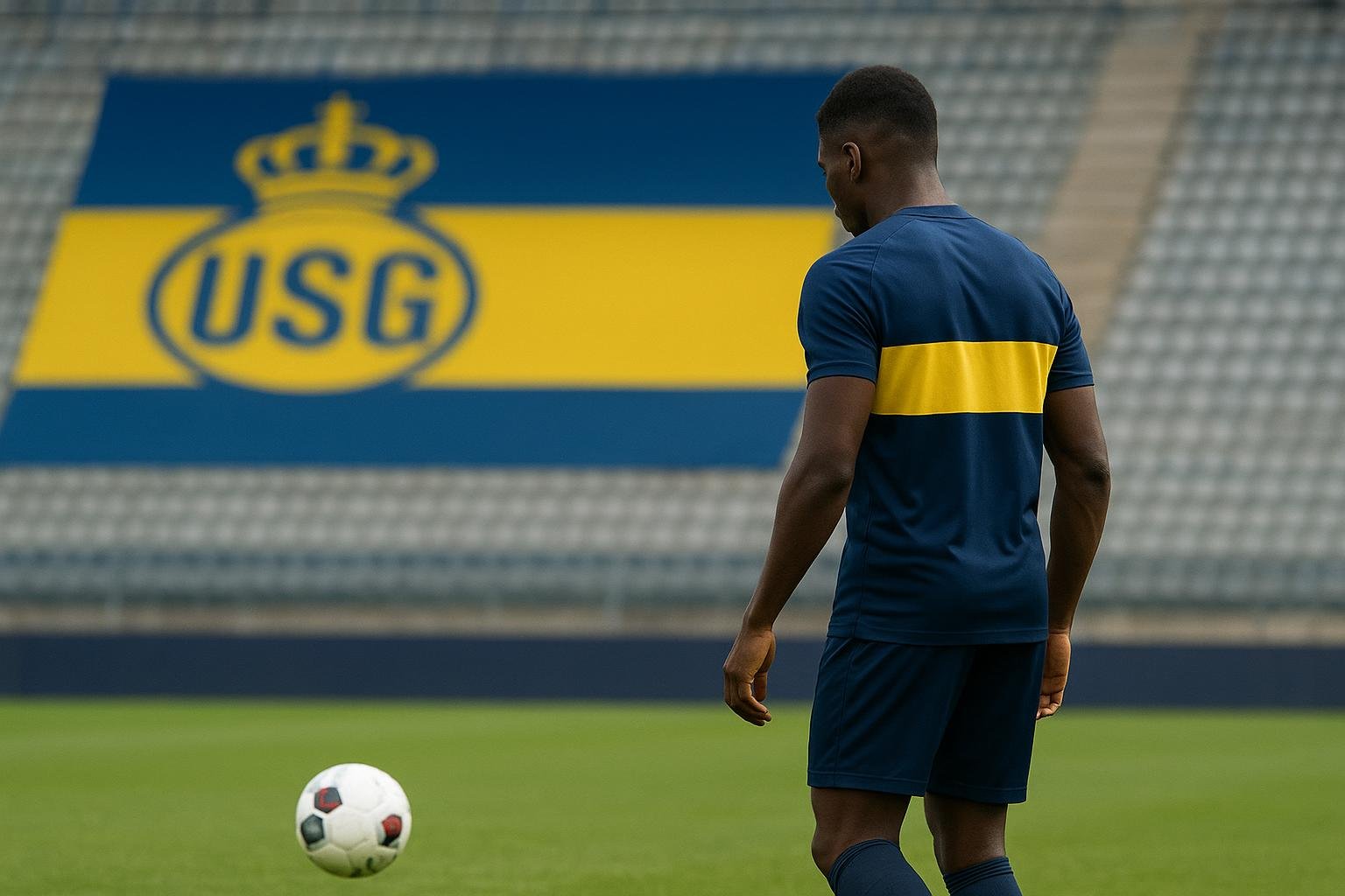 Besfort Zeneli in Union-kleuren tijdens een trainingsmoment