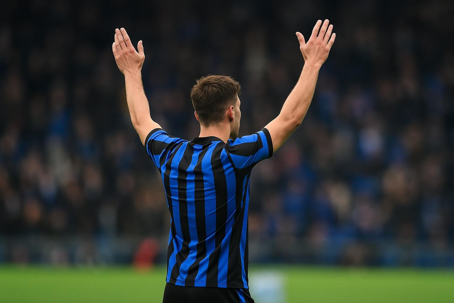 Ferran Jutgla viert een doelpunt in een wedstrijdshirt van Club Brugge