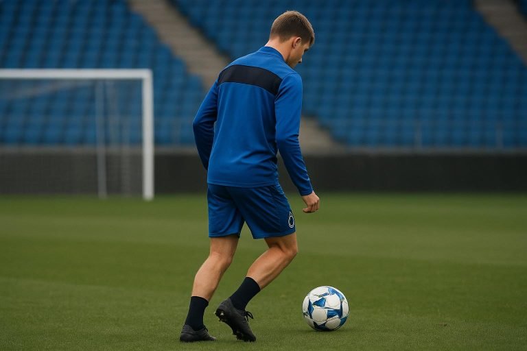 Een jonge middenvelder van IFK Göteborg tijdens een training, in beeld als transferdoelwit voor Club Brugge