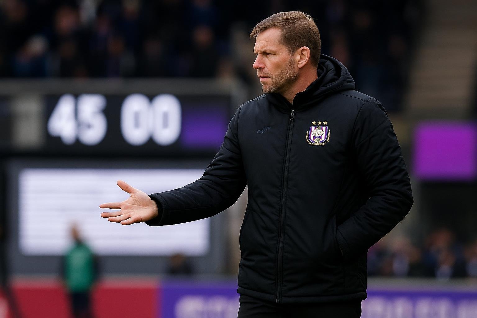 Besnik Hasi langs de zijlijn tijdens Anderlecht tegen KAA Gent in de beker