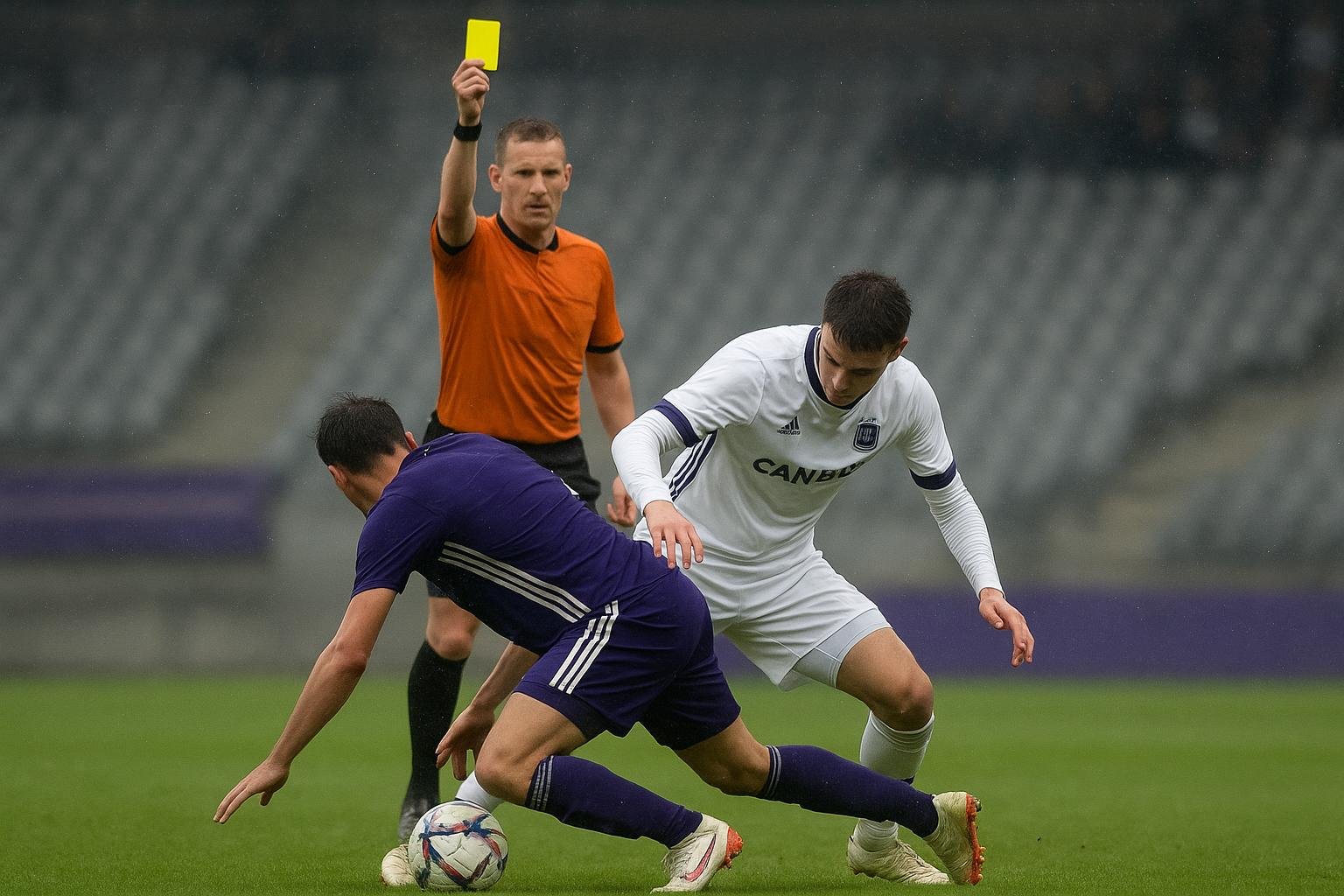 Marco Kana van Anderlecht tijdens een bekerduel, met aandacht voor een discutabele fase