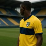 Mandela Keita in actie in het shirt van Parma