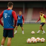 Een trainingsmoment bij Bayern München in aanloop naar de wedstrijd tegen RB Leipzig