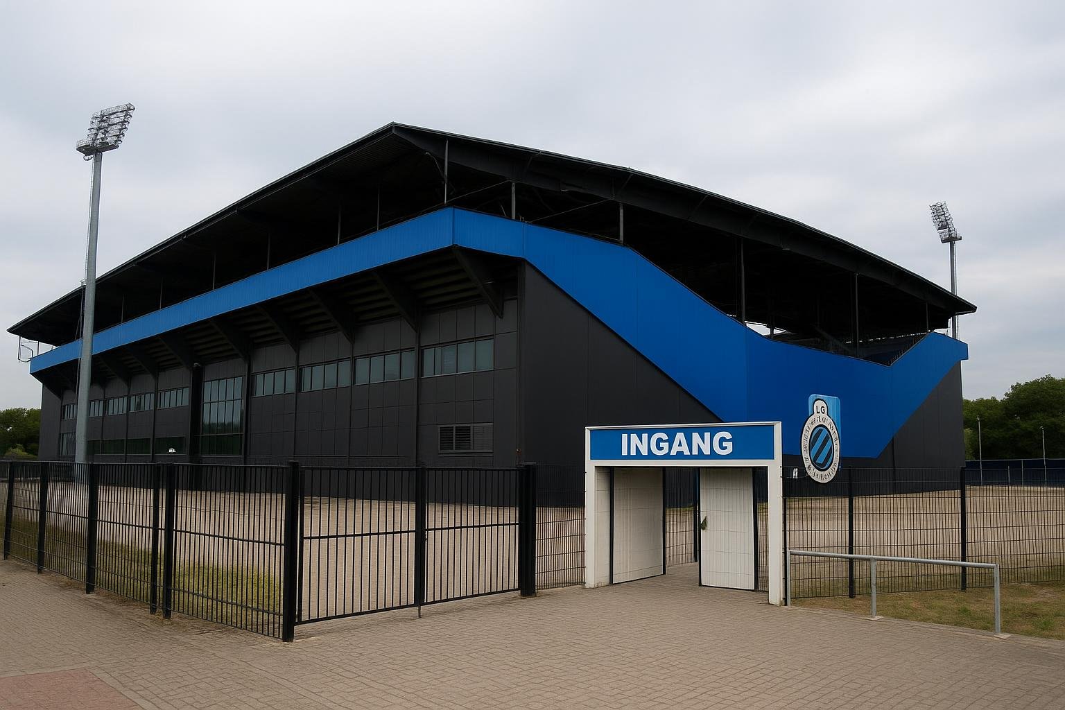 Sfeerbeeld van een stadionomgeving in Brugge in de context van het nieuwe stadiondossier van Club Brugge