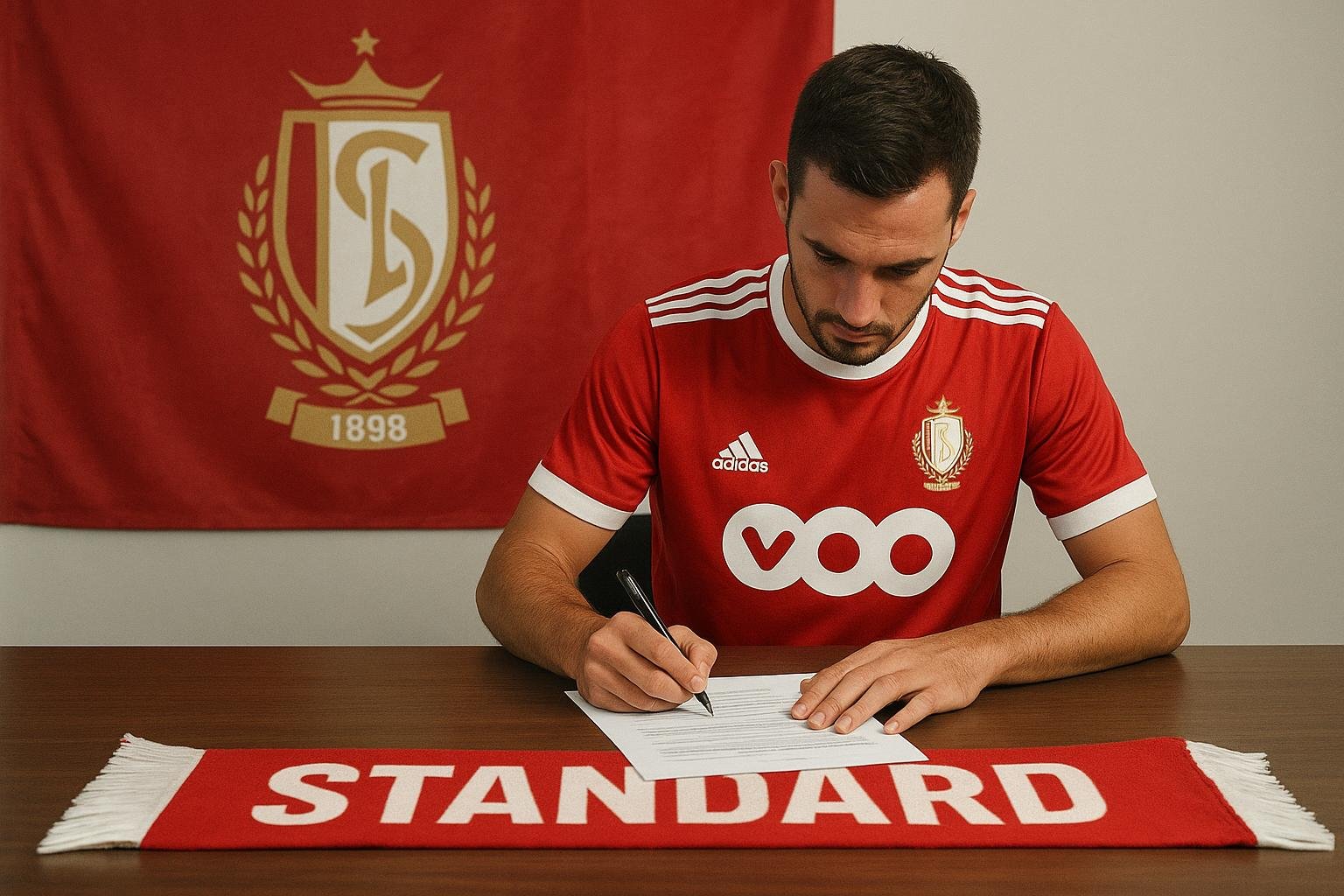 Teddy Teuma in verband met zijn officiële overstap naar Standard
