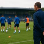 Nicky Hayen tijdens een trainingsmoment bij KRC Genk in aanloop naar de wedstrijd tegen Zulte Waregem