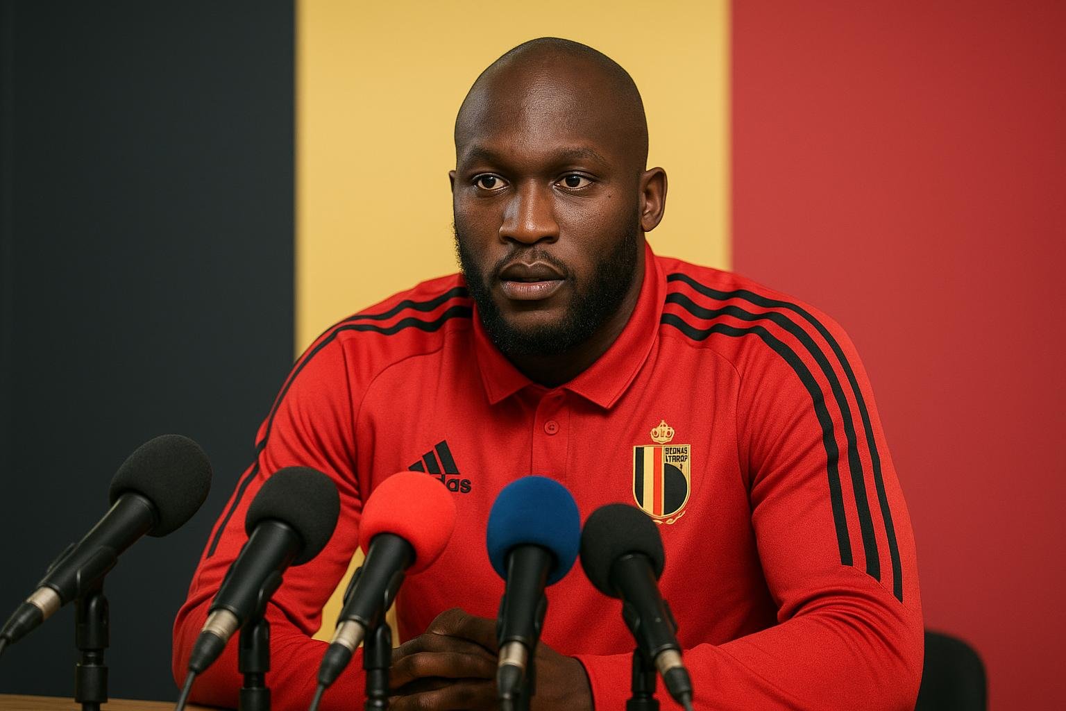 Romelu Lukaku in tenue van de Rode Duivels tijdens een moment van focus